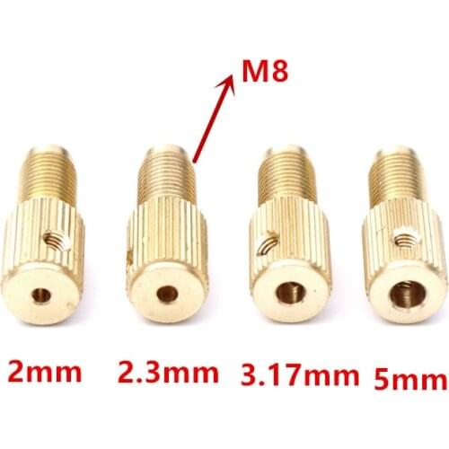 Self-tightening Mini brass drill clamp chuck connecting Rod M8 - 2mm/2.3mm/3.17mm/5mm
