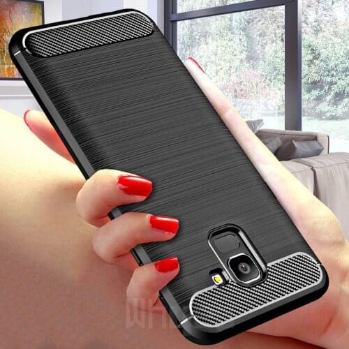 Silicone Case For Samsung Galaxy J6 2018 J4 J8 A6 A7 2018 A8 Carbon Fiber TPU Cover For Samsung A8 2018 A6 Plus Case
