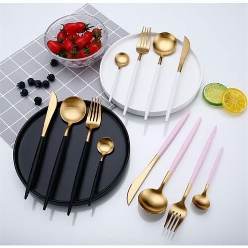 Rose Gold Tableware Set Stainless Steel Cutlery Set Western Food Tableware Luxury Fork Teaspoon Knife Cutlery Set Drop Shipping