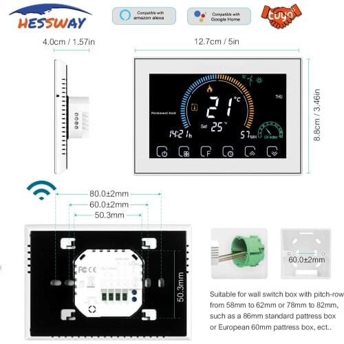 Baseboard Heating Adjust Thermal Power Thermostat WIFI for English/Spanish/Italian/French/German Operating Instructions Support