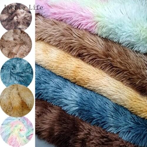 Lychee Life 20x30cm Gradient Color Soft Plush Polyester Fabric For Home Texture DIY Sewing Crafts
