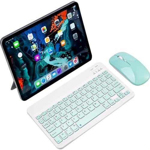 Slim Portable Wireless Bluetooth Keyboard and Mouse for Tablet Phone Apple iPhone iPad iOS Android Smartphone Russian Spanish