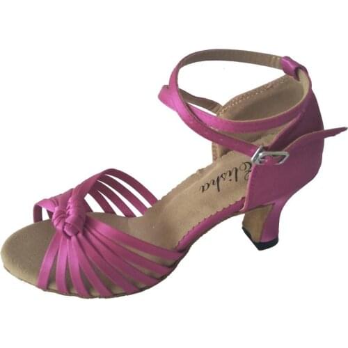 Salsa Latin Socials Party Dance Shoes Customized Heel Womens Open Toe Ballroom Dancing Hot Pink Shoe