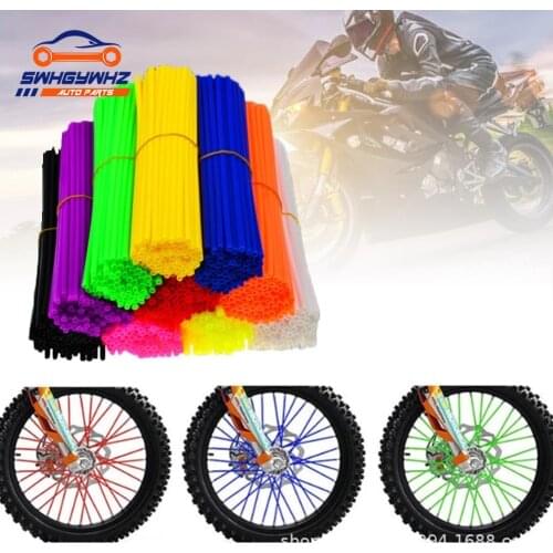 Universal Motorcycle Dirt Bike Wheel Rim Cover Spoke Skins Wrap Tubes Decor Protector 72 Pcs Red Blue Black Orange