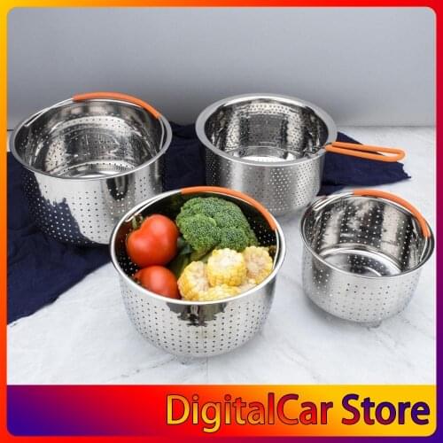 Thicken Deepening Multi-function Stainless Steel Basket Fruit Plug-in Silicone Handle Pressure Cooker Steam Basket