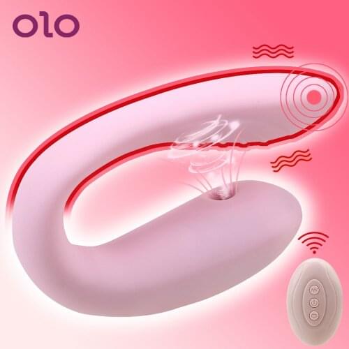 OLO G-spot Vibrator Couple Share U Shape Bendable Sucking Vibrator Sex Toys for Couple Clitoris Vagina Stimulator Vibrator