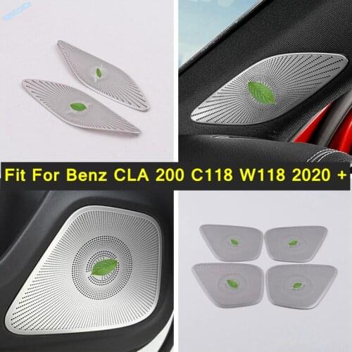 Car Interior Door / Pillar A Stereo Loudspeaker Sound Frame Cover trim Silver Fit For Mercedes-Benz CLA 200 C118 W118 2020 2021