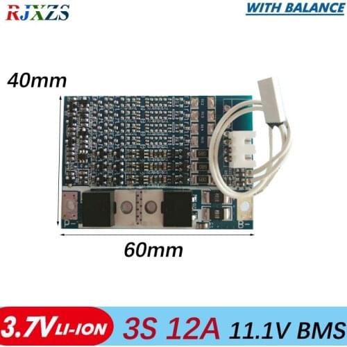 3S 12A 11.1V Li-ion BMS Battery Protection Board PCM with Balancing for Lithium Ion LicoO2 Limn2O4 18650 li battery