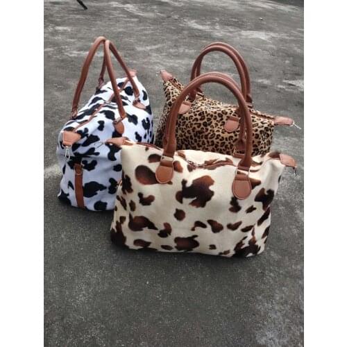 Womens Bag 2020 New Female Bag Handbag Travel Bag Cows Leopard Print Travel Bag Short Distance Travel Bag Handbag