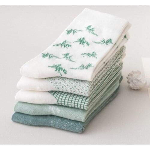 Women Breathable Comfortable Mid Tube Socks Autumn Winter Long Socks Avocado Color Casual Socks Japanese Style Warm Sox