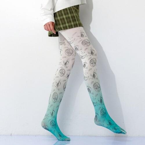 Gradient Color Celestial Constellation Pattern Printed Women Pantyhose Free Shipping