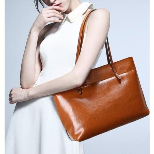 Bemoreal Shoulder Bags for women Split Leather Solid Color Handbag High Capacity Casual Bucket Totes with zipper