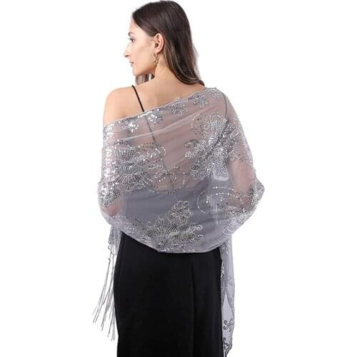 Floral Womens 1920s Scarf Mesh Cape Evening Shawl Wrap Flapper Mesh Wedding Cover Up Bride Bridesmaid Shawl Lightweight
