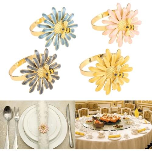 1Pc Bee Flowers Shape Napkin Rings Wedding Napkin Holder Napkin Buckle Party Festival Dinner Table Decor Hotel Supplies