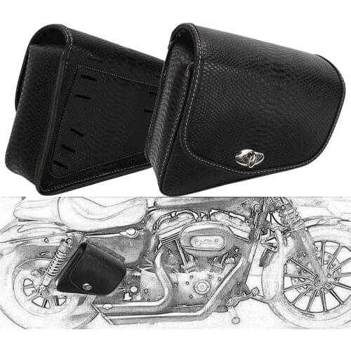 1pc Right Left Motorcycle Leather Luggage Side Saddle Bag sacoche moto alforjas para moto For Harley Sportster XL883 1200