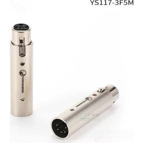1Pcs Yongsheng YS117-3F5M/117-5F3M three-core female to five-core XLR male DMX512 audio and light signal conversion head HIFI