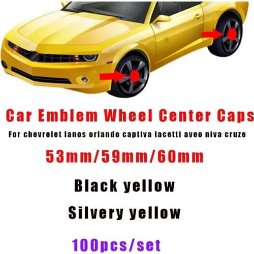 100Pcs 59mm 60mm Auto Car Wheel Center Caps Car Emblem Badge For Chevrolet lanos orlando captiva lacetti aveo niva cruze