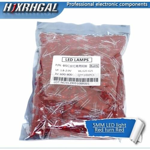 1000pcs Red clight-emitting diodes Red turn Red 5mm led new and original hjxrhgal