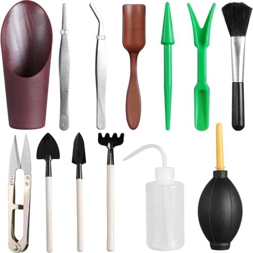 13pcs Mini Garden Hand Tools Transplanting Outdoor Bonsai Tools Planting Flower Succulent Miniature Gardening Tools