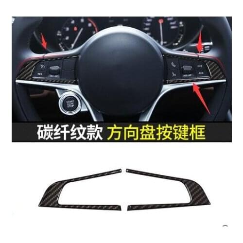 2pcs Carbon fiber Style For Alfa Romeo Giulia Stelvio 2016 2017 2018 ABS Chrome Steering Wheel Decoration Frame Trim Accessories