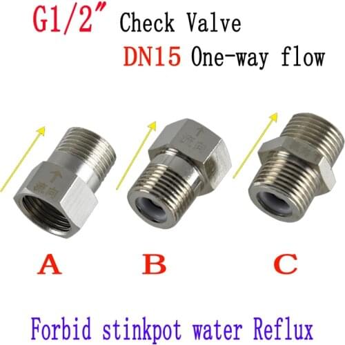 2pcs 1/2" DN15 Check Valve Forbid stinkpot/closestool water Reflux Valve / One-way flow /Electric hot water heater valve