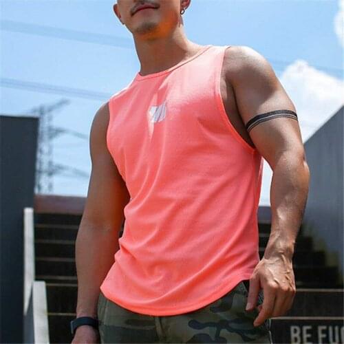 2020 Mens fitness gyms Tank top men Fitness sleeveless shirt Male mesh breathable Sports vest Undershirt Gyms Running vest men