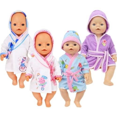 43cm Zapf Doll Clothes Bathrobe Hooded Pajamas fit New Born Baby Nenuco Doll 16-18 inch American Dolls Clothing Accessories