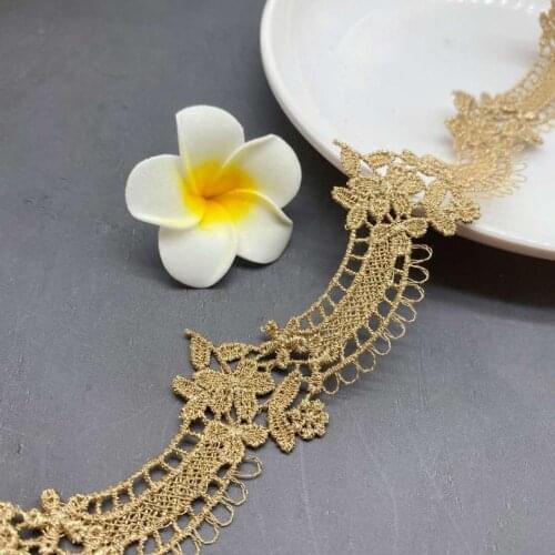 5Yards New Narrow Gold Embroidery Lace Trim for Bridal Baby Headband Costume Design Small Lace Ribbon 3cm