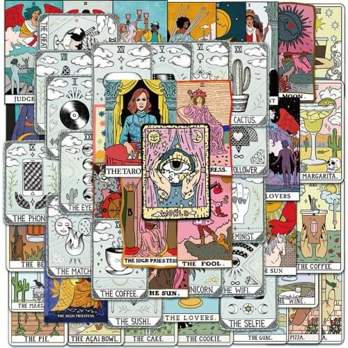 50PCS Divination Tarot Stickers Card Fortune-telling For DIY Laptop Notebooks Suitcase Water Bottle Graffiti Decal Sticker F3