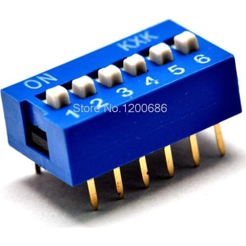 6P DIP switch Ping switch 6 toggle switch pitch 2.54MM blue