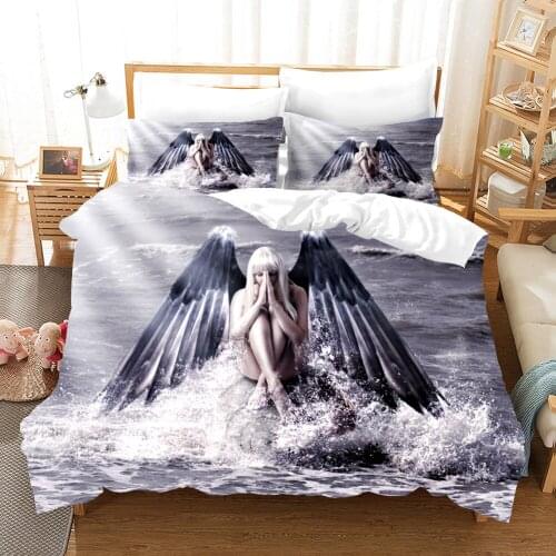 Angel Girl Bedding Set Beauty Wings Modern 3D Print Comforter Luxury Duvet Cover Set Home Textile Decor Queen King Single Size