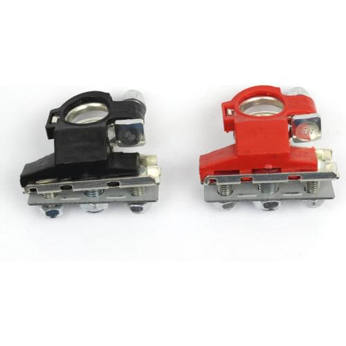 FOXSUR Automotive Battery Connector with M6 M8 Screw Positive Negative Clamp Car Connector Battery Cable Terminal 1Pair