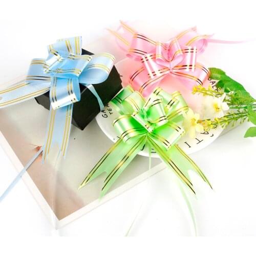 10pcs/lot 3cm*46cm Pull Bows Organza Ribbon Bows Wedding Decoration Gift Packaging Webbing DIY Sewing Accessories