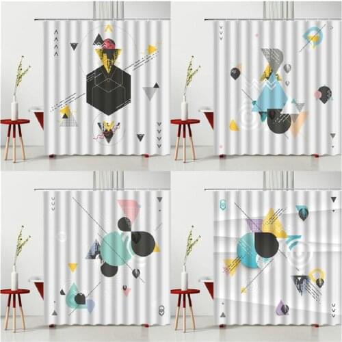 Colorful Geometric Shower Curtain Creativity Personality Bedroom Curtain Waterproof Polyester Fabric Bathtub Decor