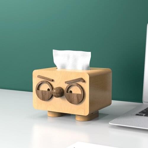 Creative wooden big eyes bird tissue box Pastoral Fashion handmade wooden owl living room decoration tissue boxs