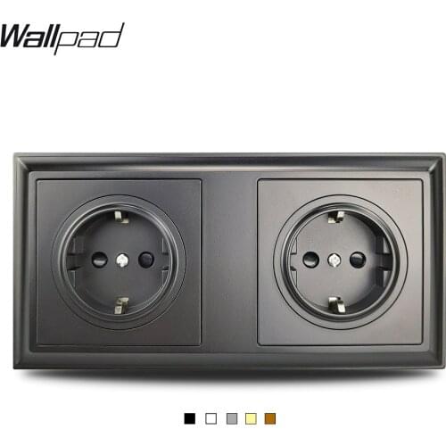5 Colors Double EU Wall Socket 2 Way Black White Grey Gold Brown L6-P70 Plastic 172 * 86 mm 220V Power Outlet Wallpad