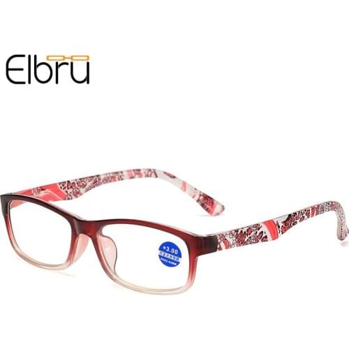 Elbru Classic Anti-blue Light Reading Glasses Ultralight Resin Printed Frame Presbyopic Glasses Unisex With Degree +1.0 to +4.0