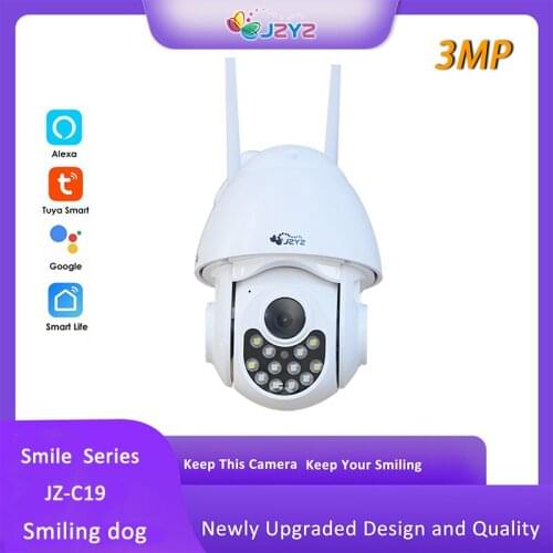 JZYZ Tuya 3MP PTZ IP Camera With Wifi Night Vision Two Way Audio H.265 Human Auto Tracking Auto Homing Alexa CCTV Security Camer