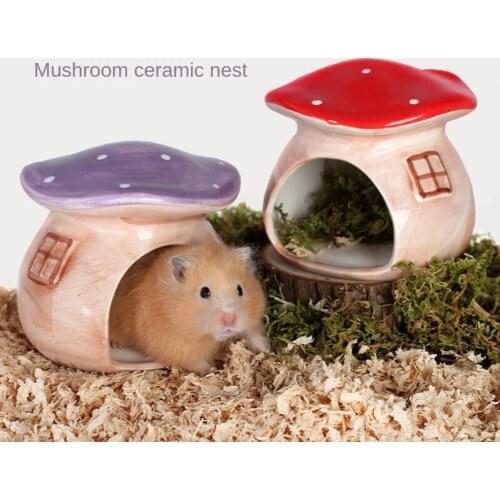 Ceramic Hamster Mushroom House Hamster Shelter Chipmunk Small Animal Nest Hamster Cage Landscaping Supplies Hamster Nest