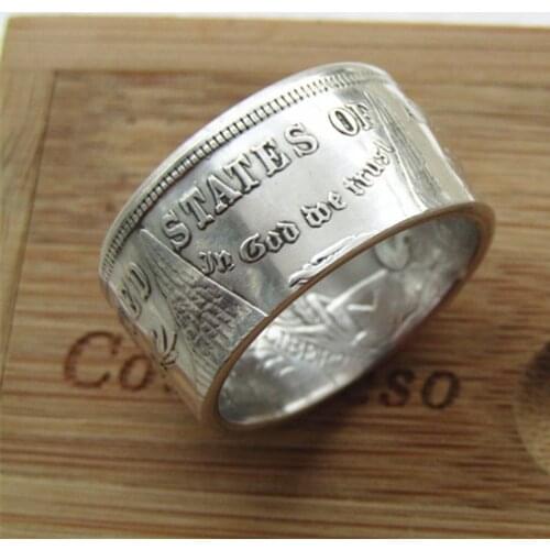Pure Silver US 1895 Morgan Dollar Coin Ring Very Shiny Handcrafted US Size 8-16 Custommized Date