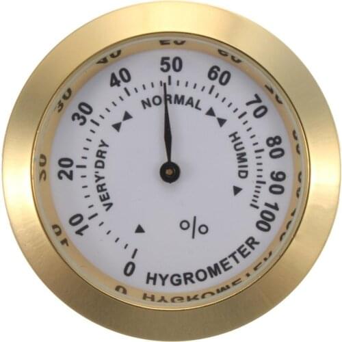 Brass Analog Hygrometer Cigar Tobacco Humidity Gauge & Glass Lens For Humidors Smoking Humidity Sensitive Gauge