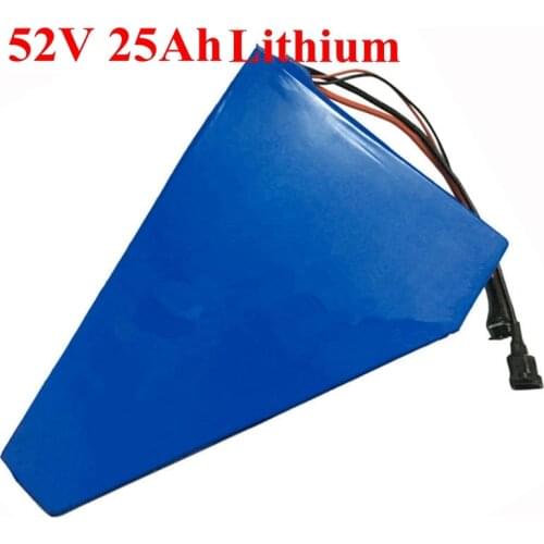 51.8V 25AH lithium Triangle battery 52V 25ah li ion 18650 BMS 14S for 48v 1500W Electric Bicycle battery + bag + 5A charger