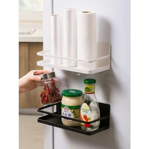 Refrigerator Side Rack Metal Wall-mounted Magnetic Adsorption Multi-function Storage Holder Kitchen Hanging Shelf Rack Organizer
