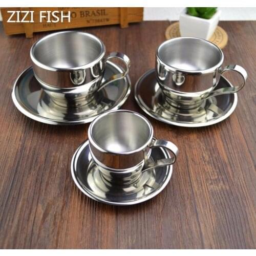 Fashion stainless steel double layer coffee cup set flower tea cup tea cup d'Angleterre espresso bother mug coffee mug