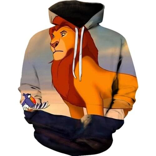 Mens Spring Autumn Models Of The King The Deep Forest Loose Hoodie Casual Fashion Hooded 3D Animal Print Sportswear