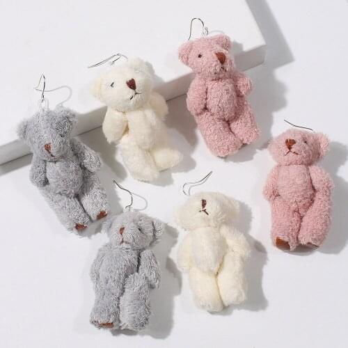 New Fashion Autumn and Winter Plush Bear Pendant Drop Earrings for Women Girls Trendy Funny Cute Dangle Earring Jewelry Gifts