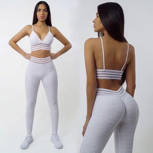 New Yoga Set Fitness Sport Suits Gym Set Clothing Crop Top Bra High Waist Running Leggings Pants Yoga Suit