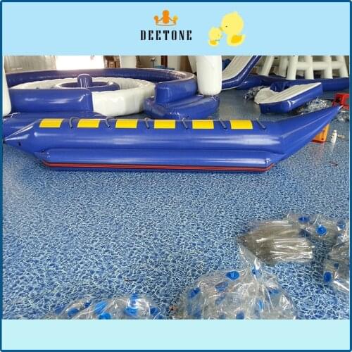 Single row 6 seater PVC inflatable banana boat water drag game with free inflatable pump