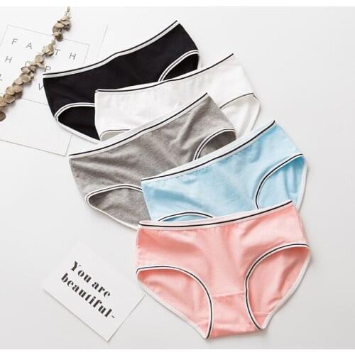 Solid Womens Underwear Cute Cotton Seamless Underpants Letter Panties Girl Mid Low Waisted Lingerie Comfort Breathable Briefs