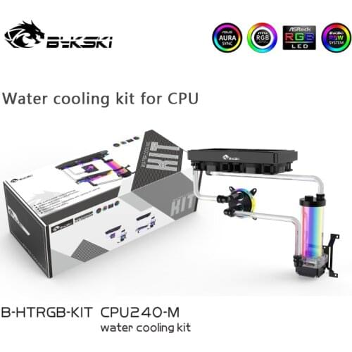 Bykski Liquid Cooler Kit for INTEL AMD CPU / Rigid Tube cooling Bundle / Kit Copper 240mm Radiator 120mm FAN / AURA RGB Support